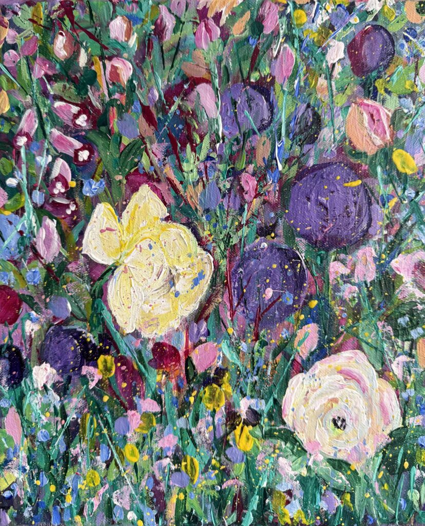 Cottage Garden Painting By Gemma Yates - A painterly impression of a spring cottage garden