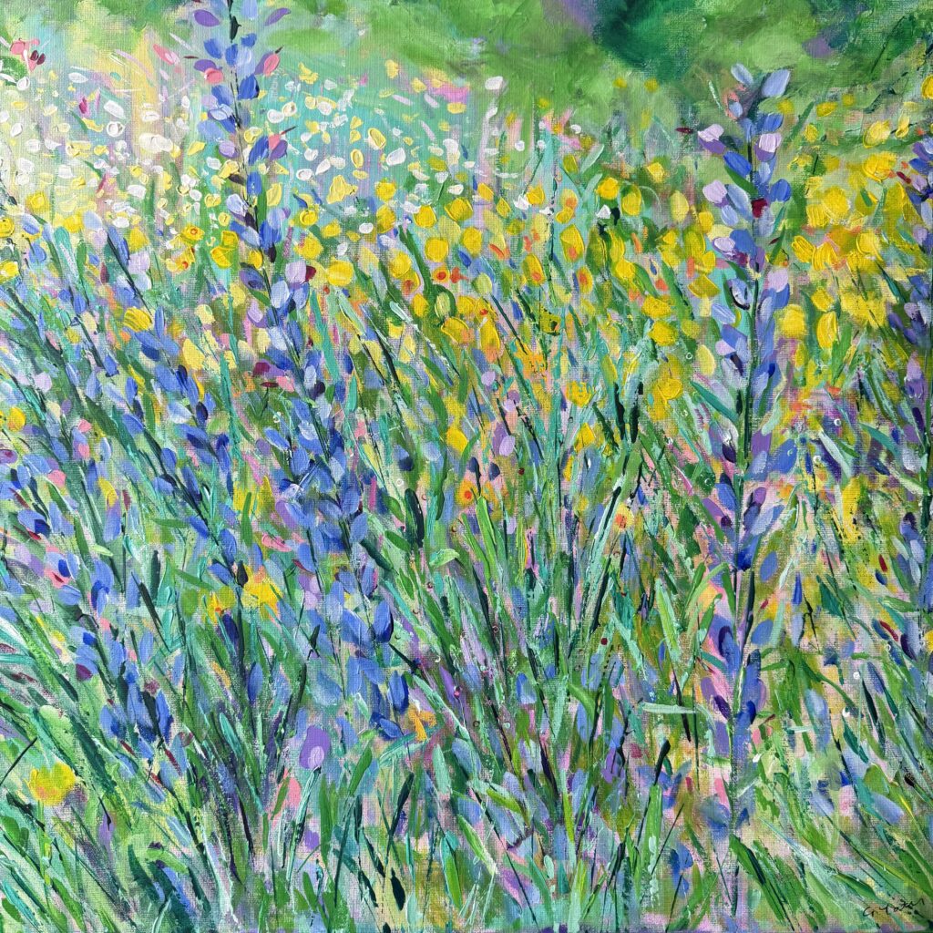 Blue Meadow Painting - Wildflowers acrylic on canvas by artist Gemma Yates